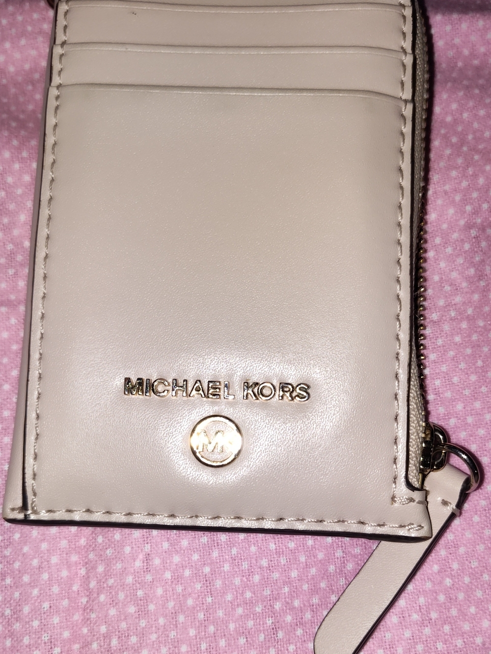 Michael Kors Beige Zip Card Case Wallet